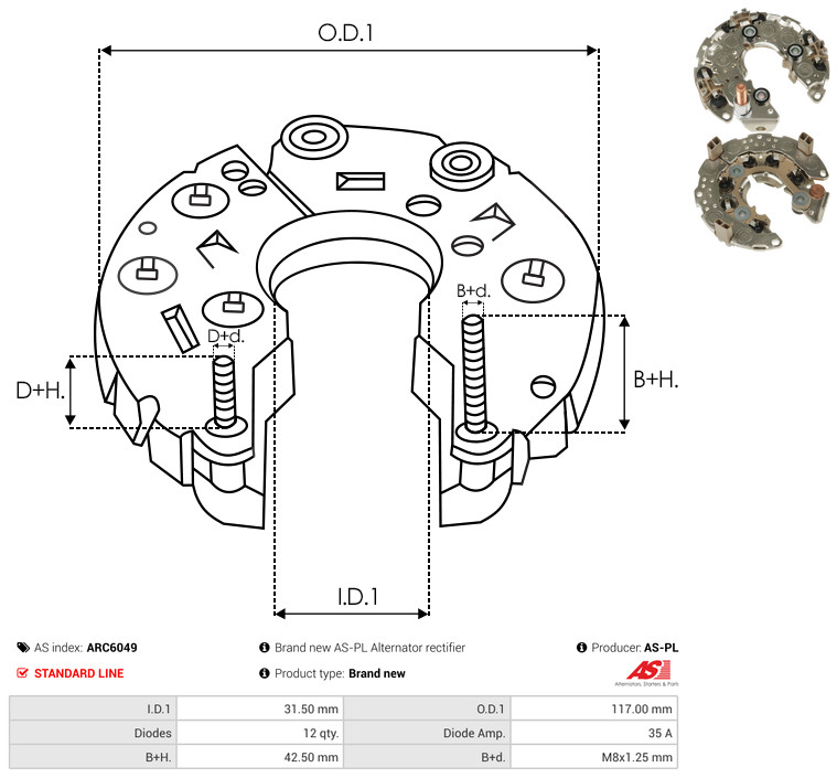 Rectifier, alternator - ARC6049 AS-PL