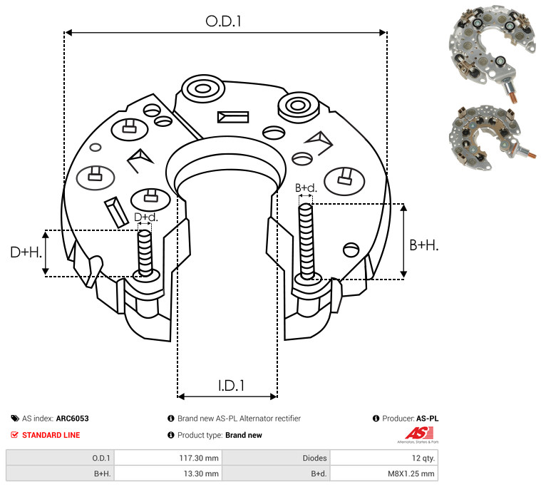 Rectifier, alternator - ARC6053 AS-PL