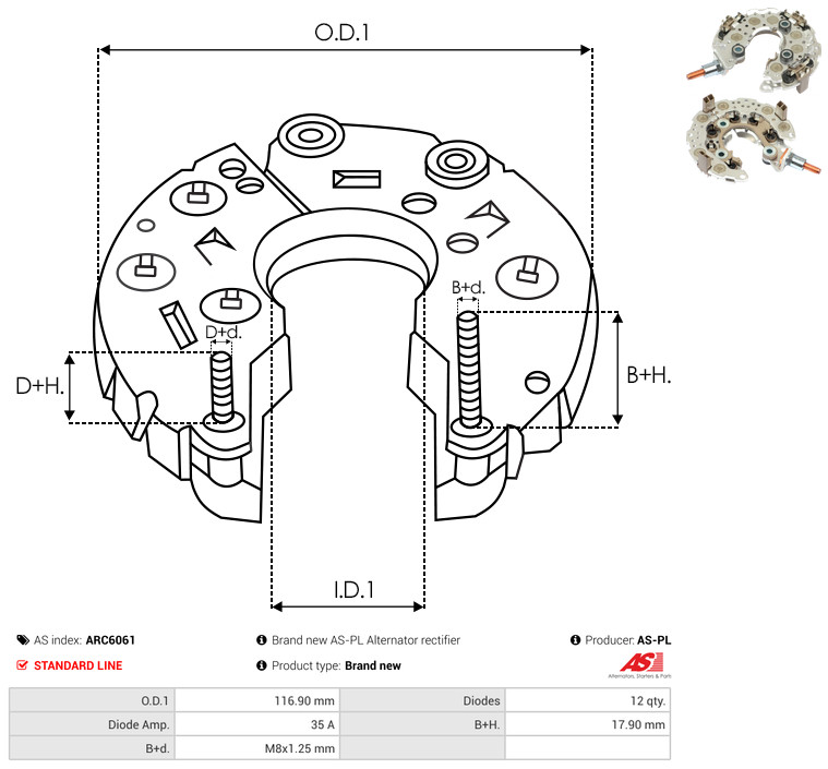 Rectifier, alternator - ARC6061 AS-PL