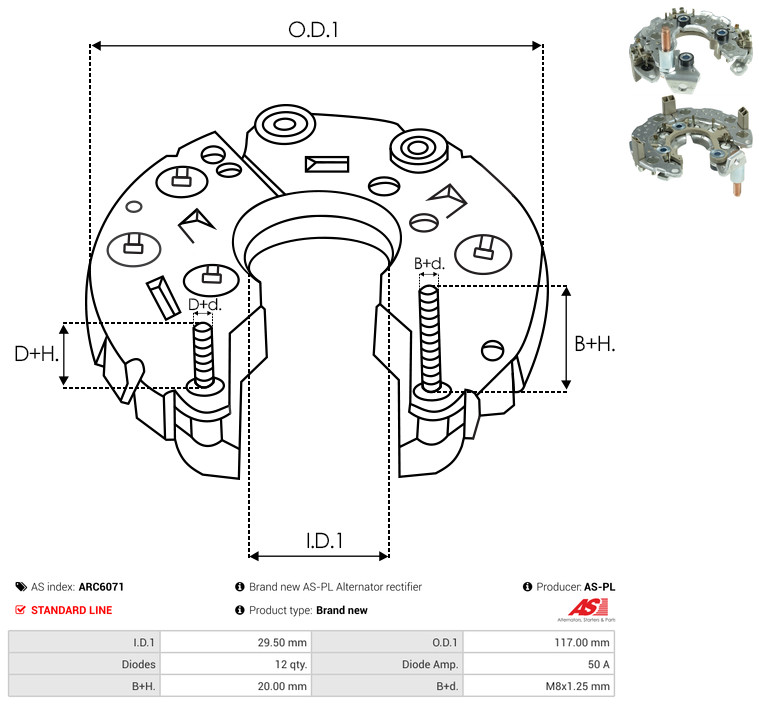 Rectifier, alternator - ARC6071 AS-PL