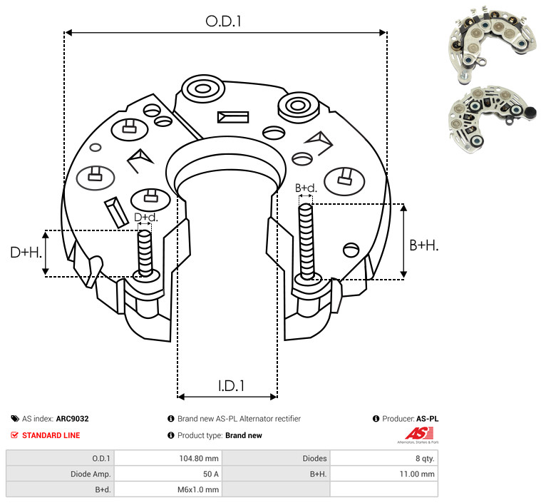 Rectifier, alternator - ARC9032 AS-PL
