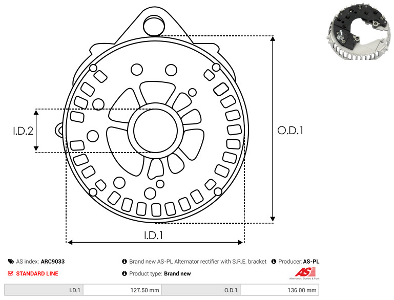 Protective Cap, alternator - ARC9033 AS-PL
