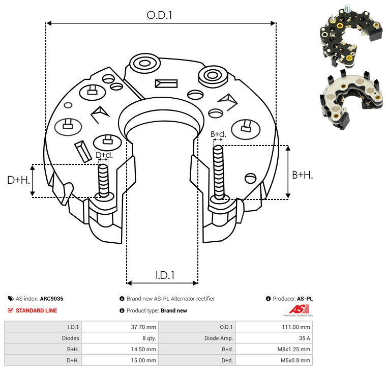 Rectifier, alternator - ARC9035 AS-PL