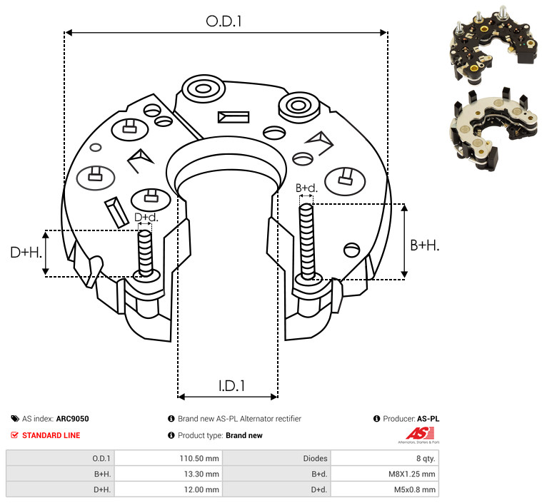 Rectifier, alternator - ARC9050 AS-PL