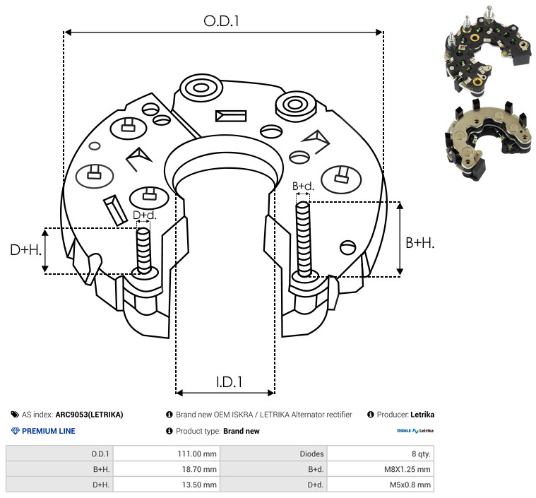 Rectifier, alternator - ARC9053(LETRIKA) AS-PL