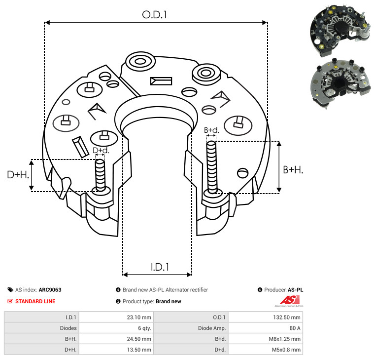 Rectifier, alternator - ARC9063 AS-PL