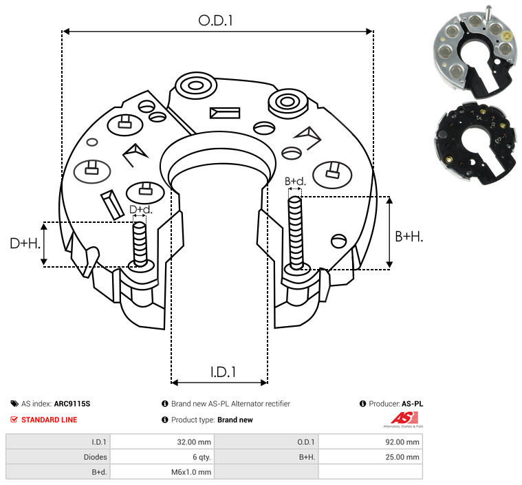 Rectifier, alternator - ARC9115S AS-PL