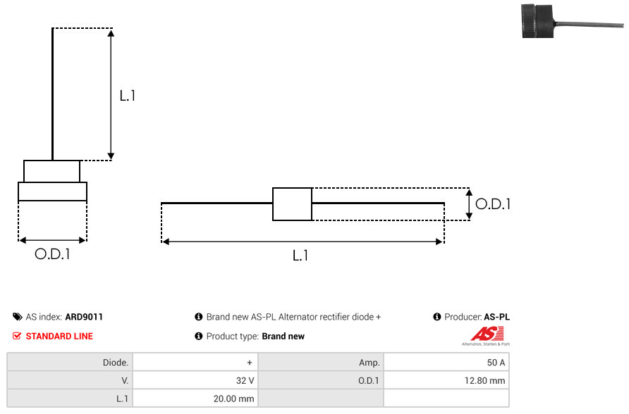 Rectifier, alternator - ARD9011 AS-PL