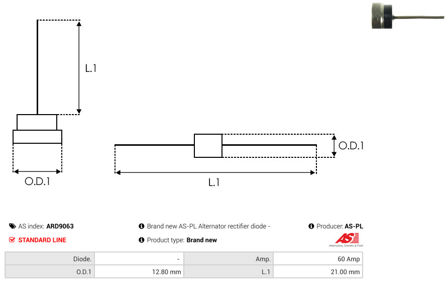 Rectifier, alternator - ARD9063 AS-PL