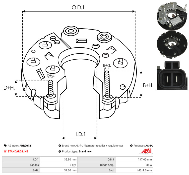 Rectifier, alternator - ARR2012 AS-PL