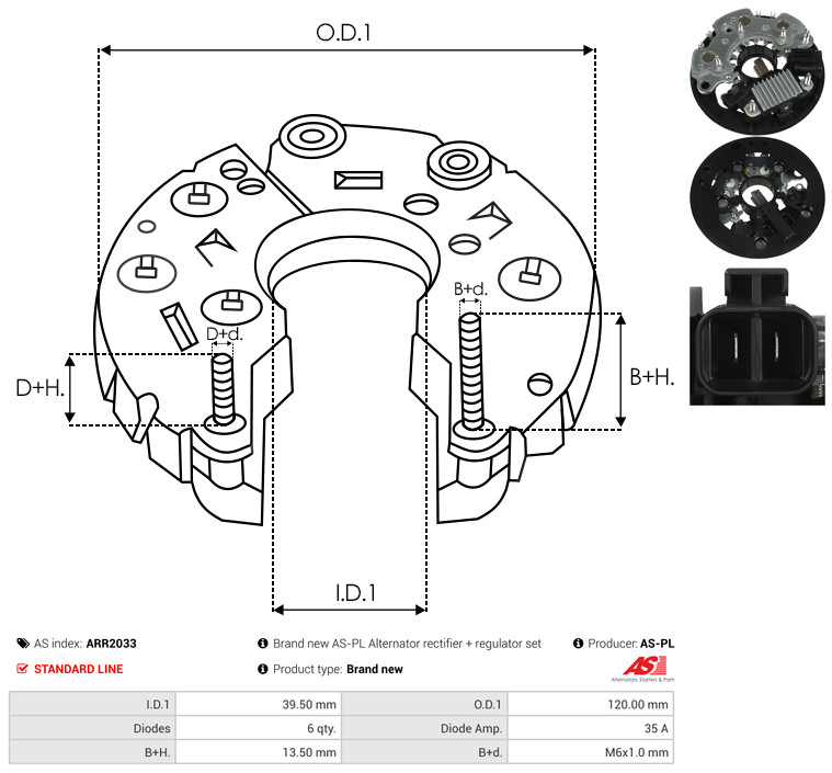 Rectifier, alternator - ARR2033 AS-PL