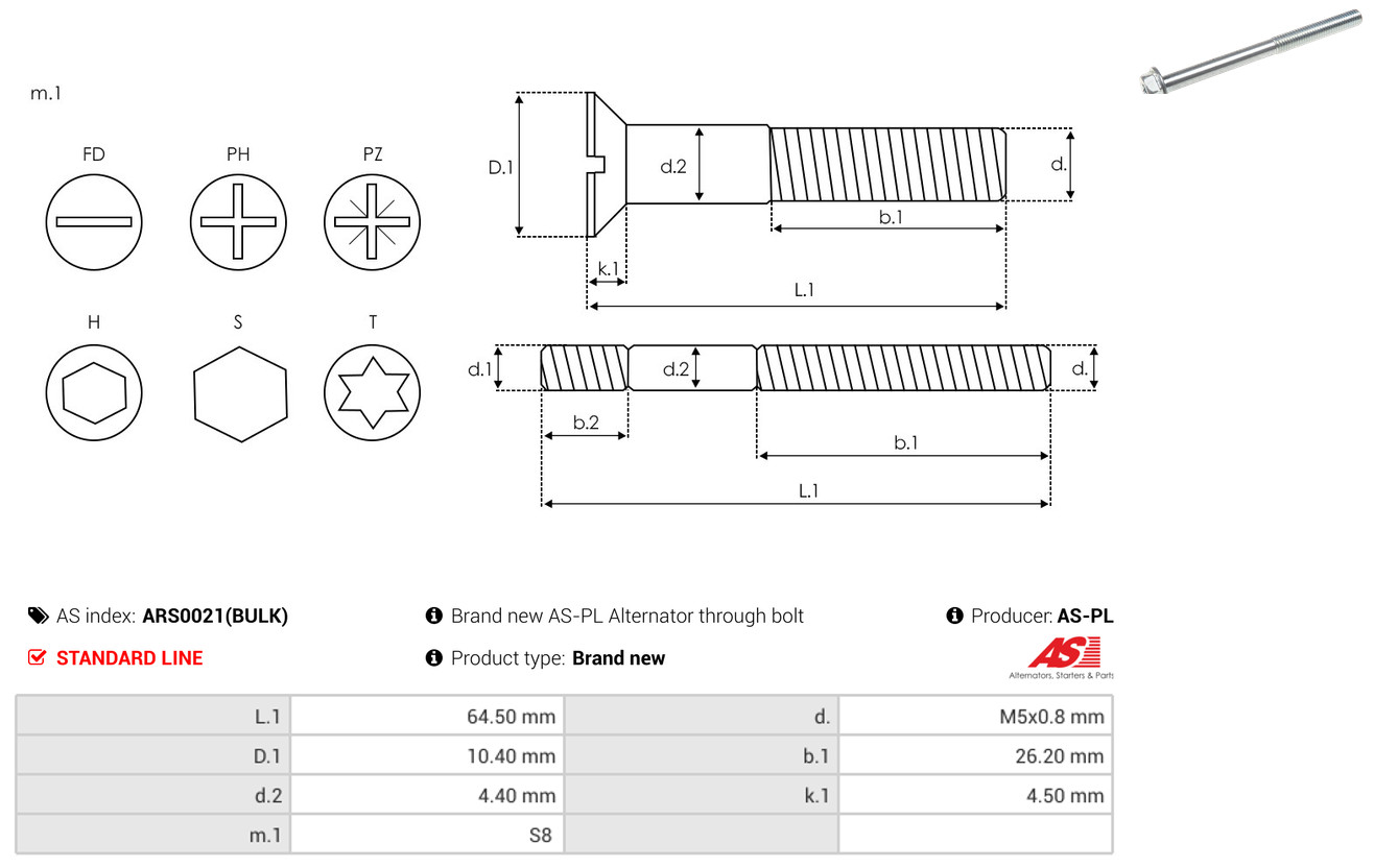 Ремкомплект, генератор - ARS0021(BULK) AS-PL