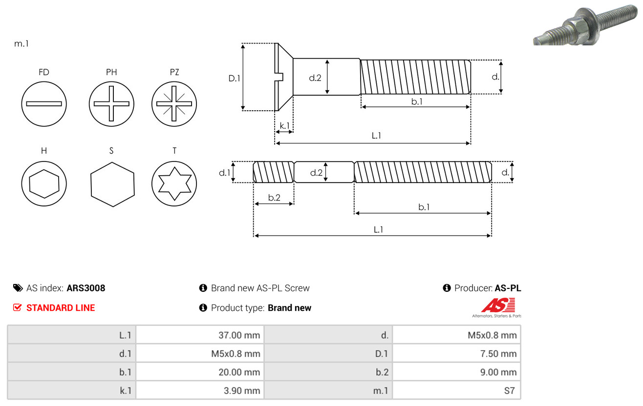 Ремкомплект, генератор - ARS3008 AS-PL