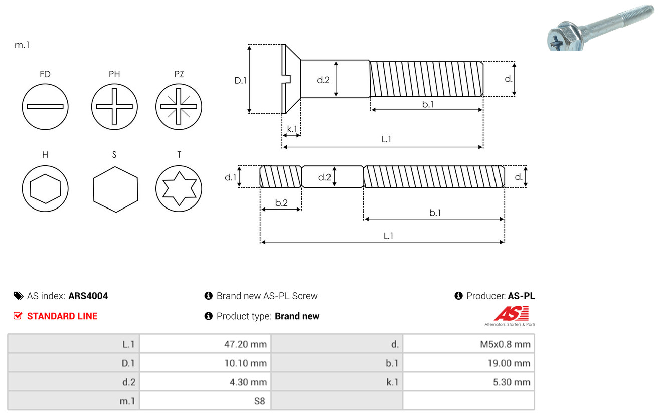 Ремкомплект, генератор - ARS4004 AS-PL