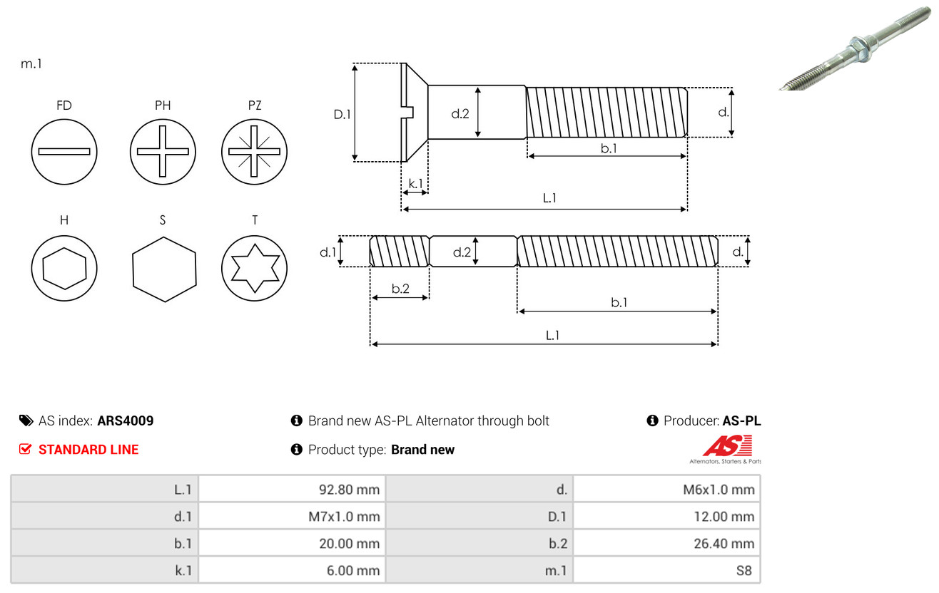 Ремкомплект, генератор - ARS4009 AS-PL