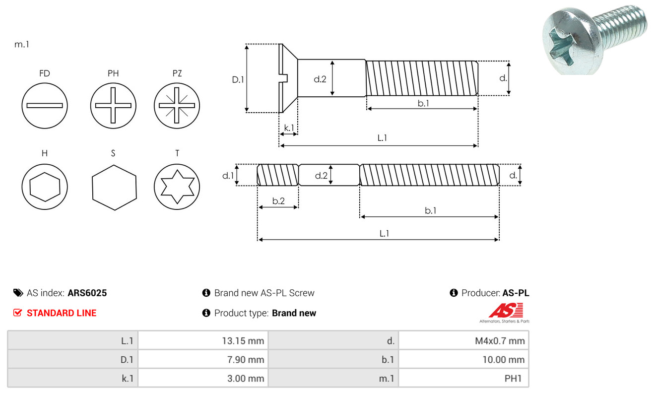 Ремкомплект, генератор - ARS6025 AS-PL