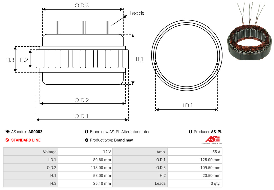 Stator, alternator - AS0002 AS-PL
