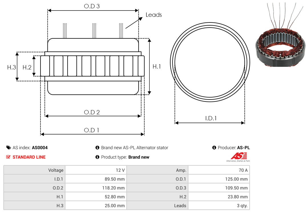 Stator, alternator - AS0004 AS-PL