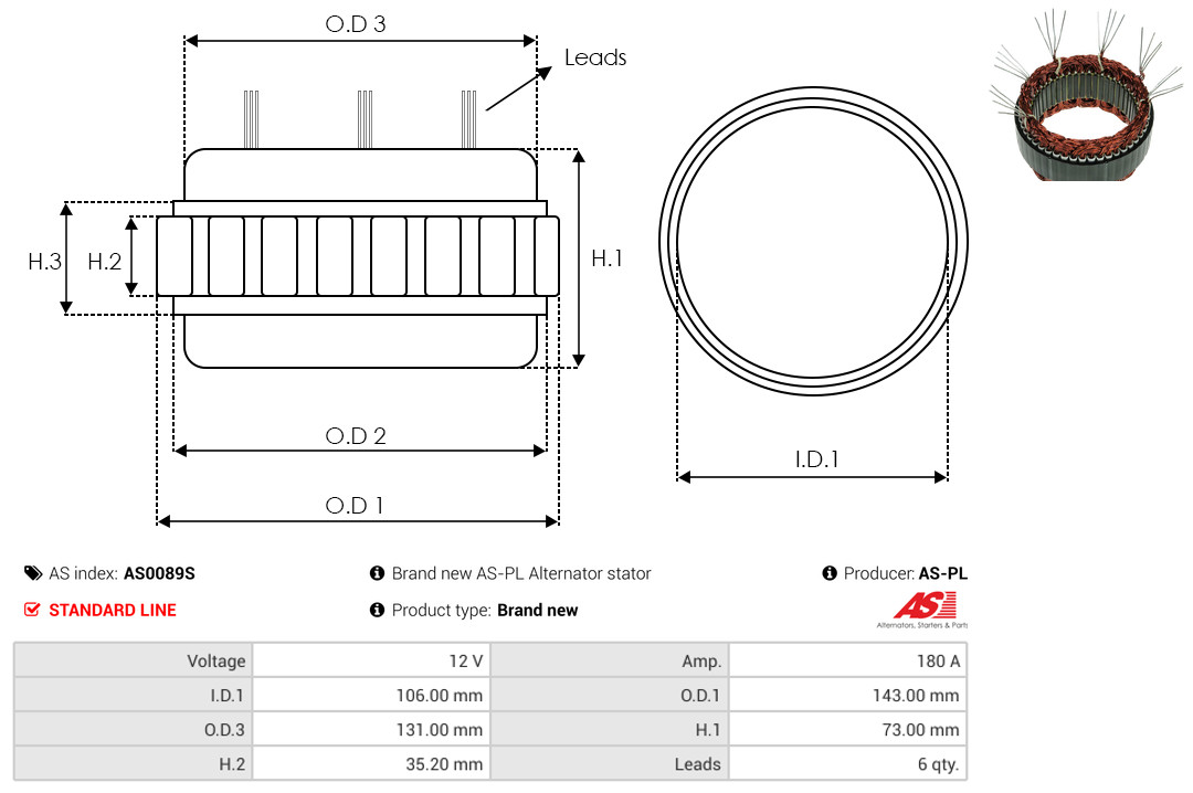 Статор, генератор - AS0089S AS-PL