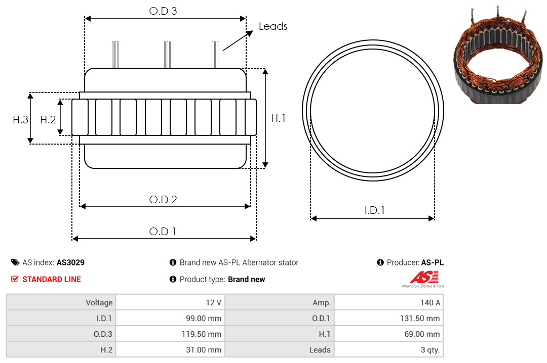 Statore, Alternatore - AS3029 AS-PL