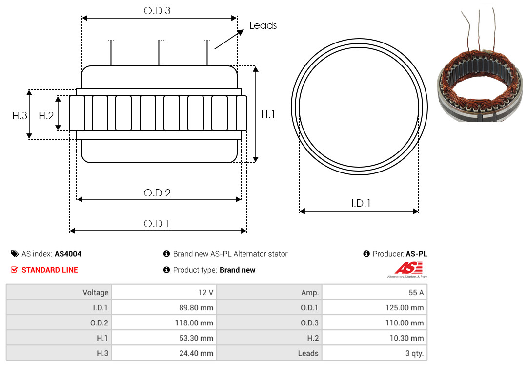 Stator, alternator - AS4004 AS-PL