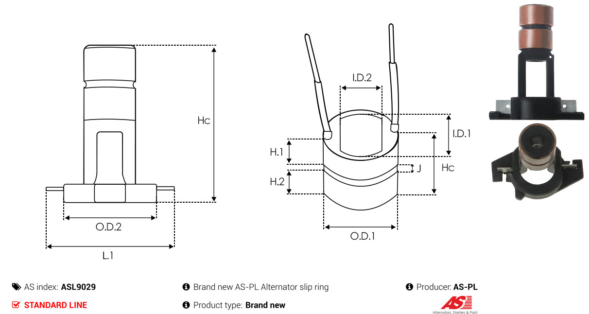 Slip Ring, alternator - ASL9029 AS-PL