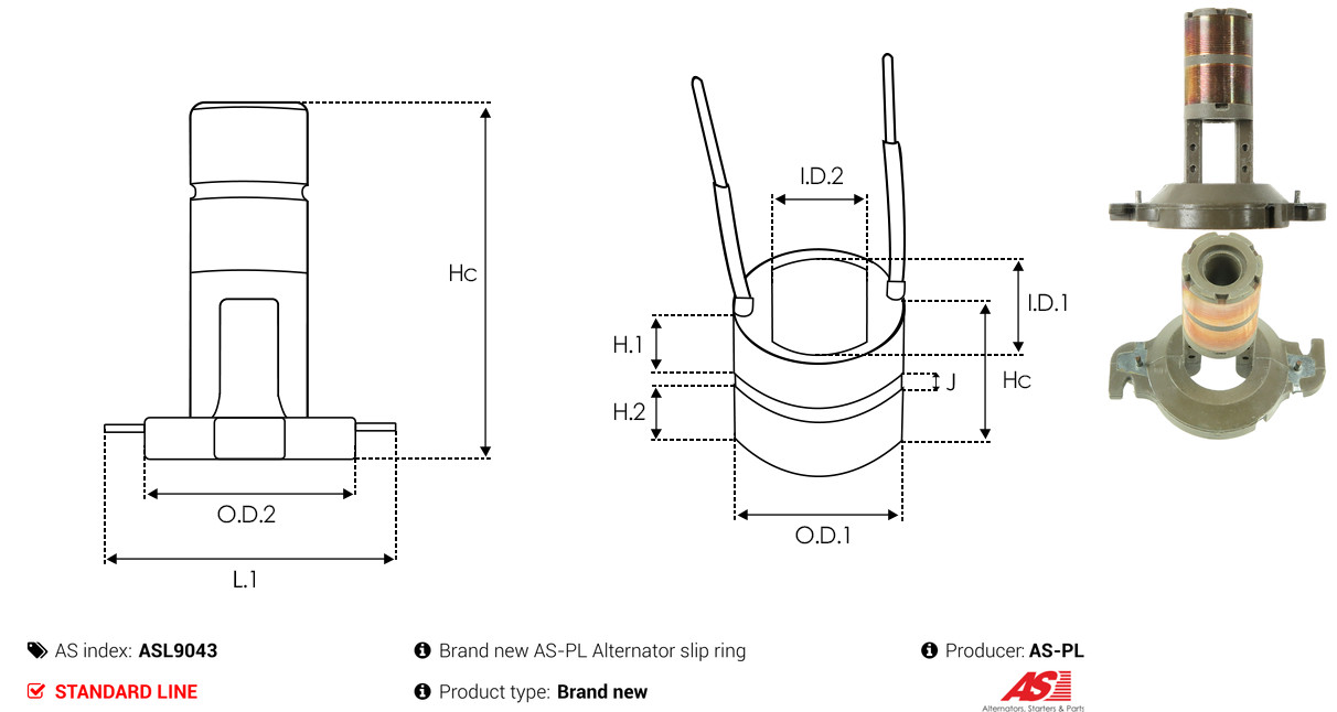 Slip Ring, alternator - ASL9043 AS-PL