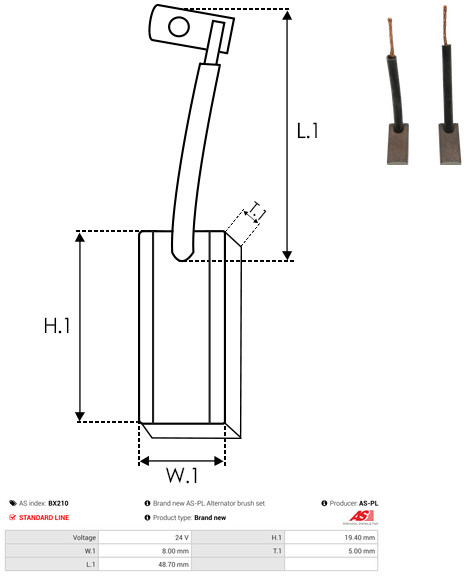 Угольная щетка, генератор - BX210 AS-PL