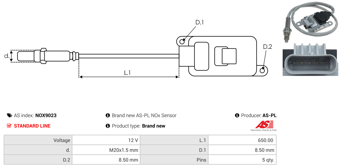 NOx Sensor, urea injection - NOX9023 AS-PL