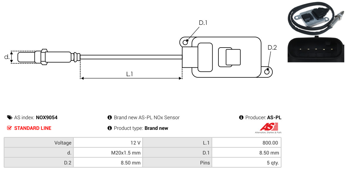 NOx Sensor, urea injection - NOX9054 AS-PL