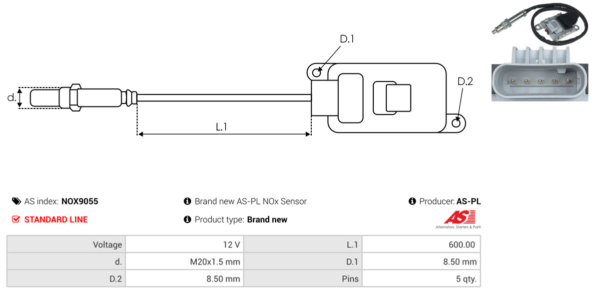 NOx Sensor, urea injection - NOX9055 AS-PL