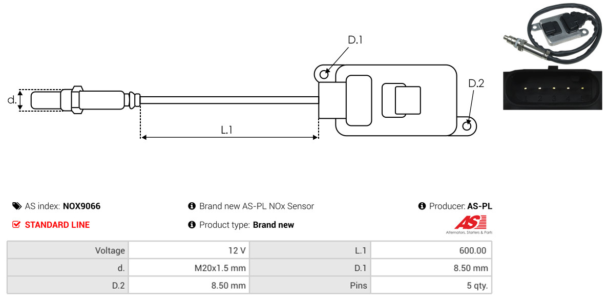 NOx Sensor, urea injection - NOX9066 AS-PL