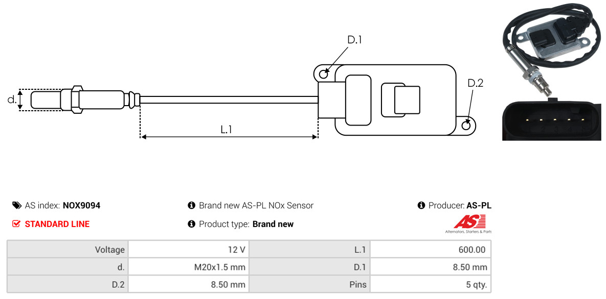 NOx Sensor, urea injection - NOX9094 AS-PL