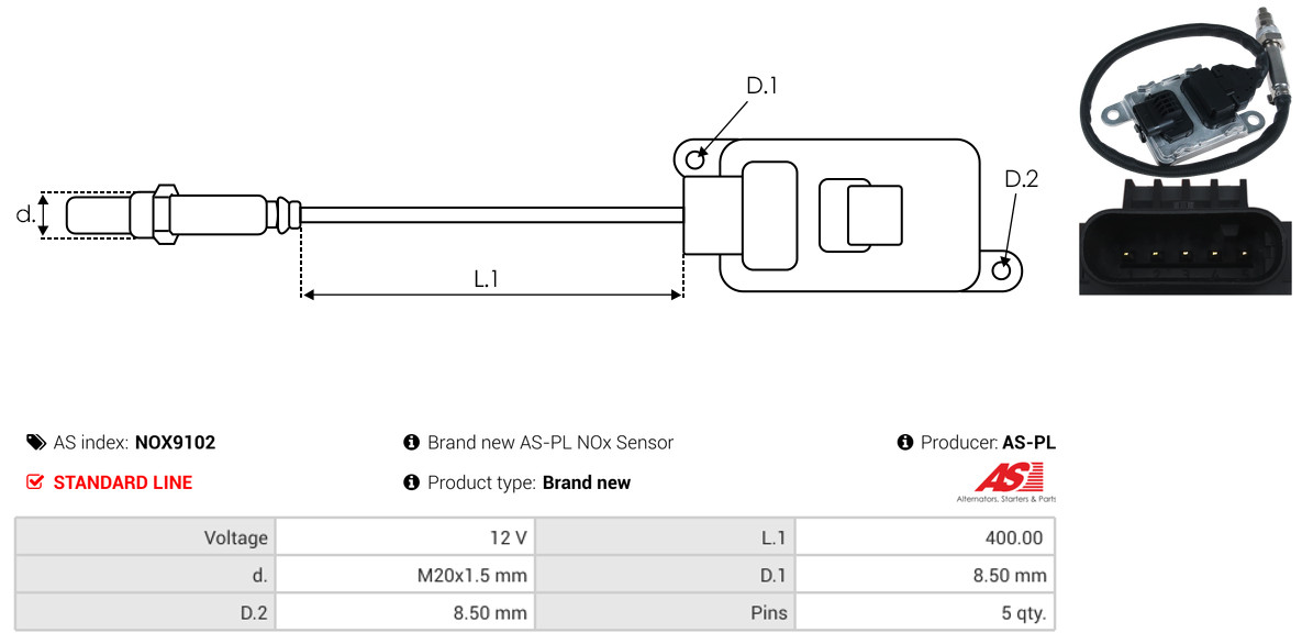 NOx Sensor, urea injection - NOX9102 AS-PL
