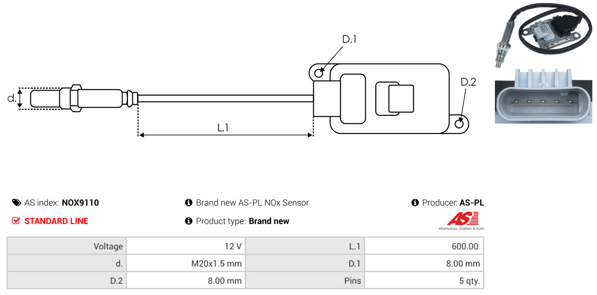 NOx Sensor, urea injection - NOX9110 AS-PL