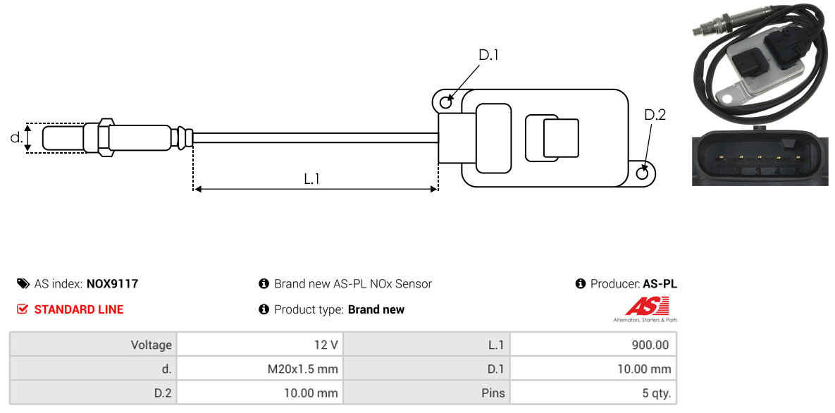 NOx Sensor, urea injection - NOX9117 AS-PL
