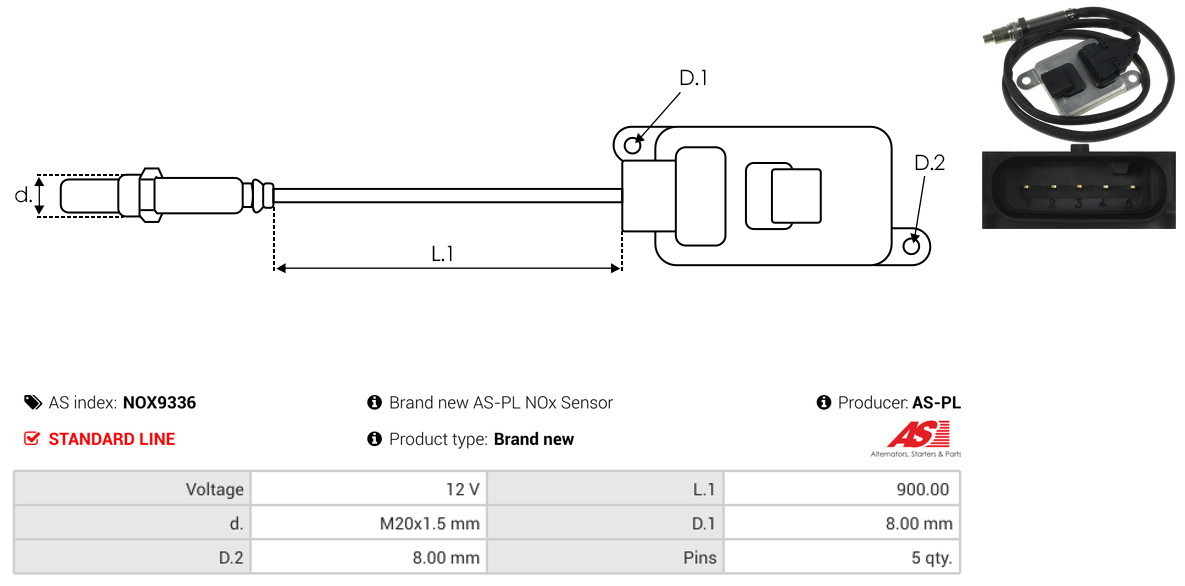 NOx Sensor, urea injection - NOX9336 AS-PL