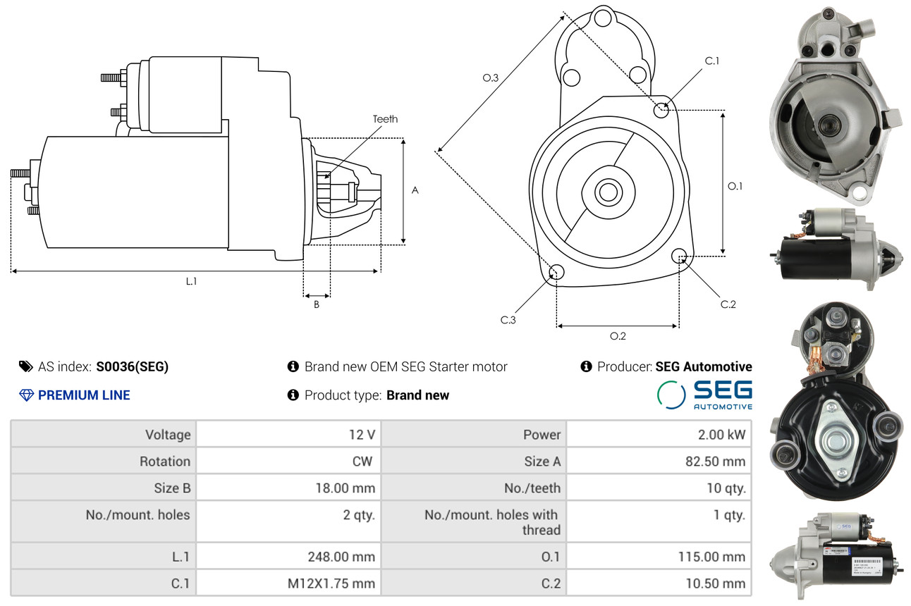 Solenoid Switch, starter - SS5012 AS-PL