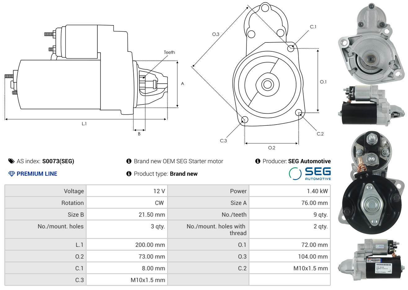 Elettromagnete, Motore d'avviamento - SS4007 AS-PL