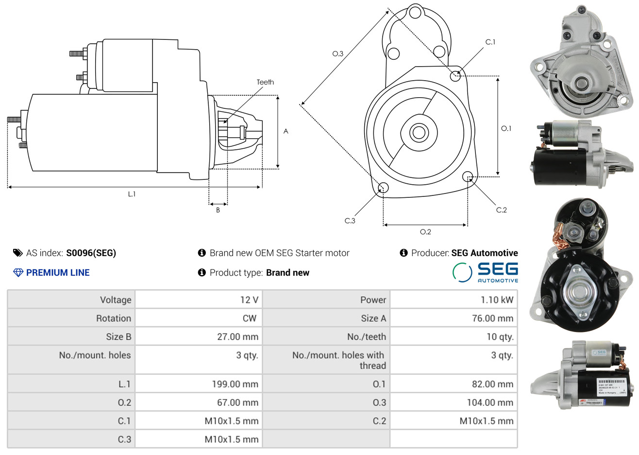 Solenoid Switch, starter - SS4010 AS-PL