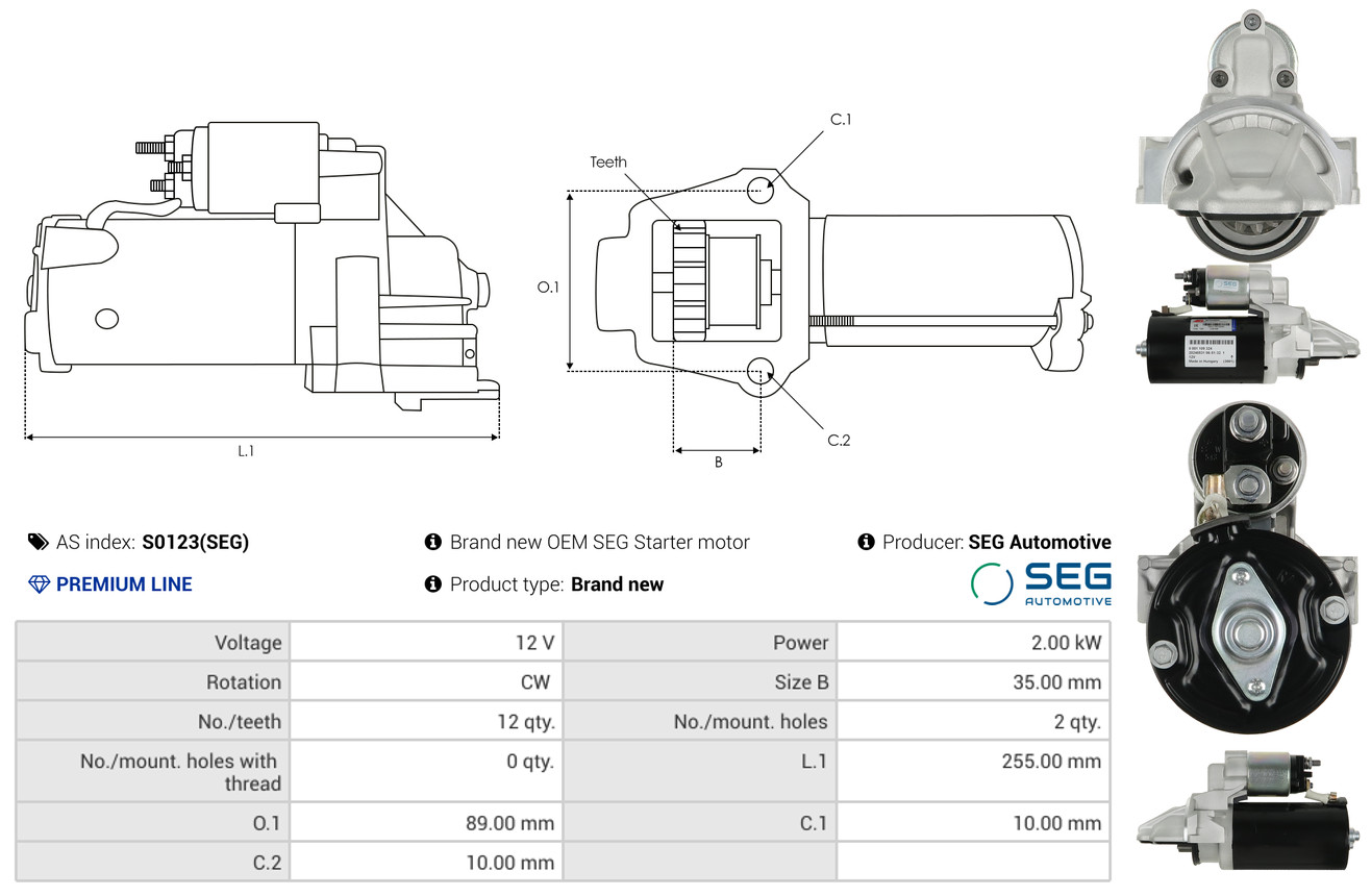 Solenoid Switch, starter - SS0013 AS-PL
