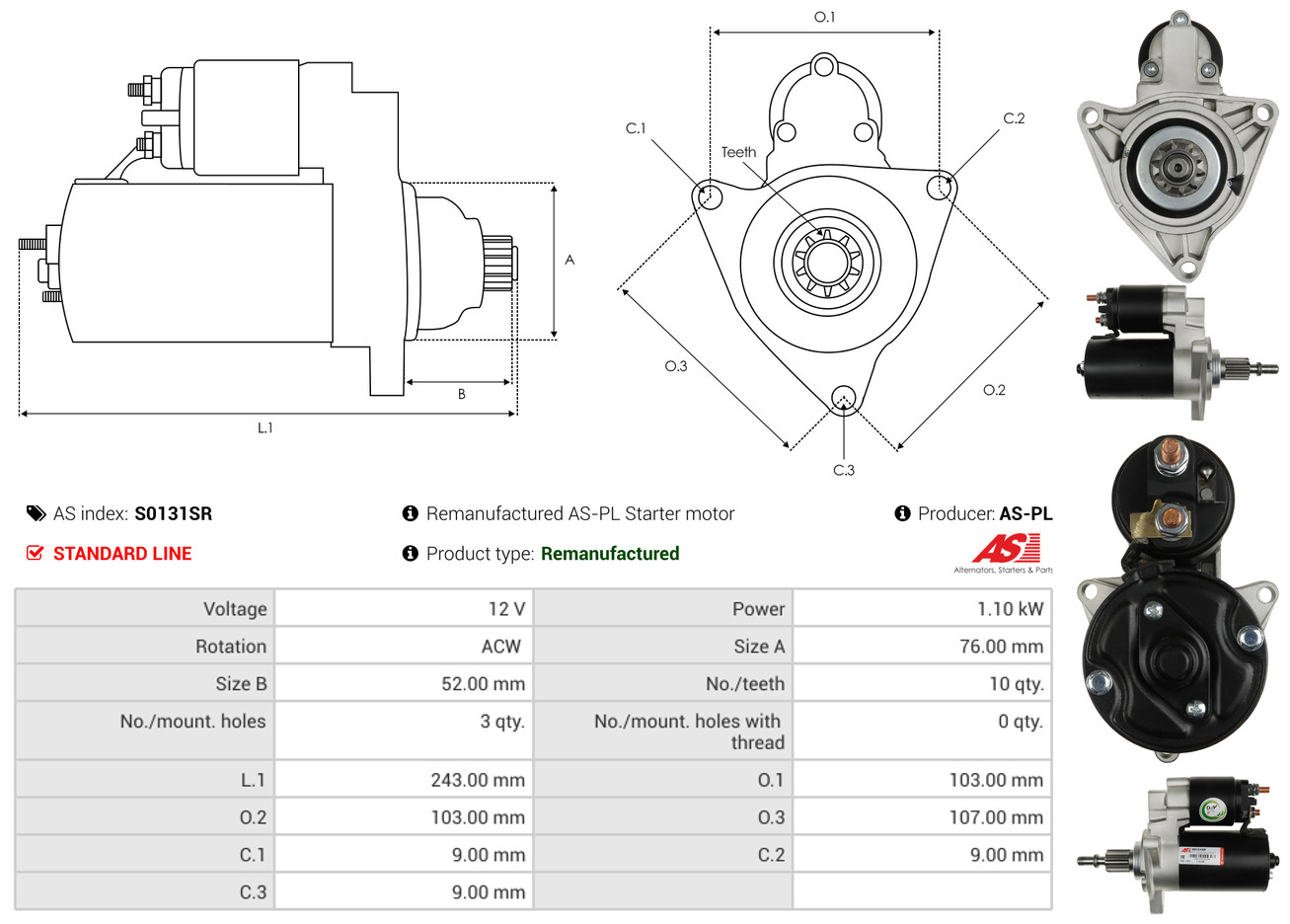 Freewheel Gear, starter - SD3015 AS-PL