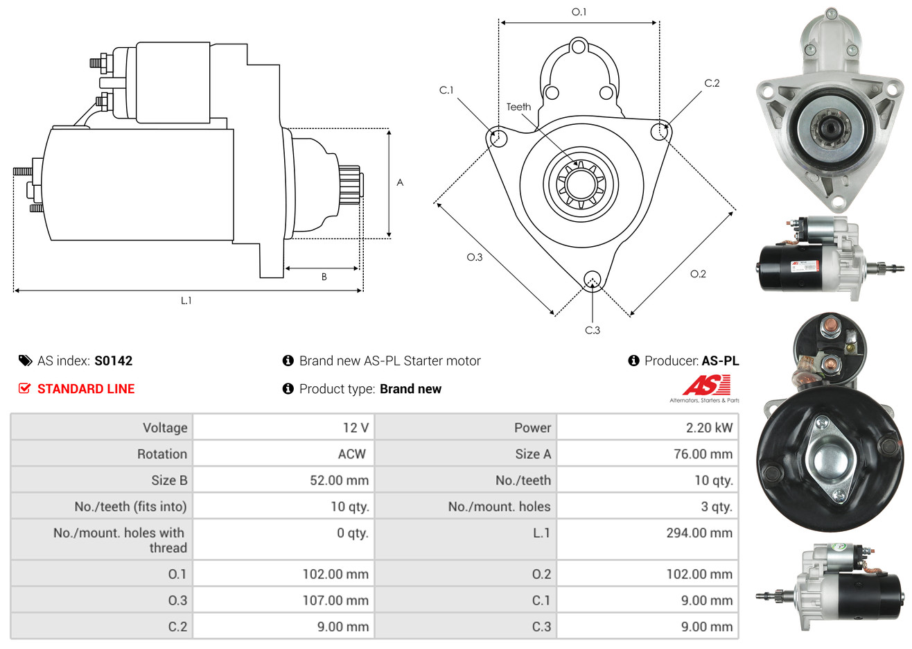 Starter - S0142 AS-PL