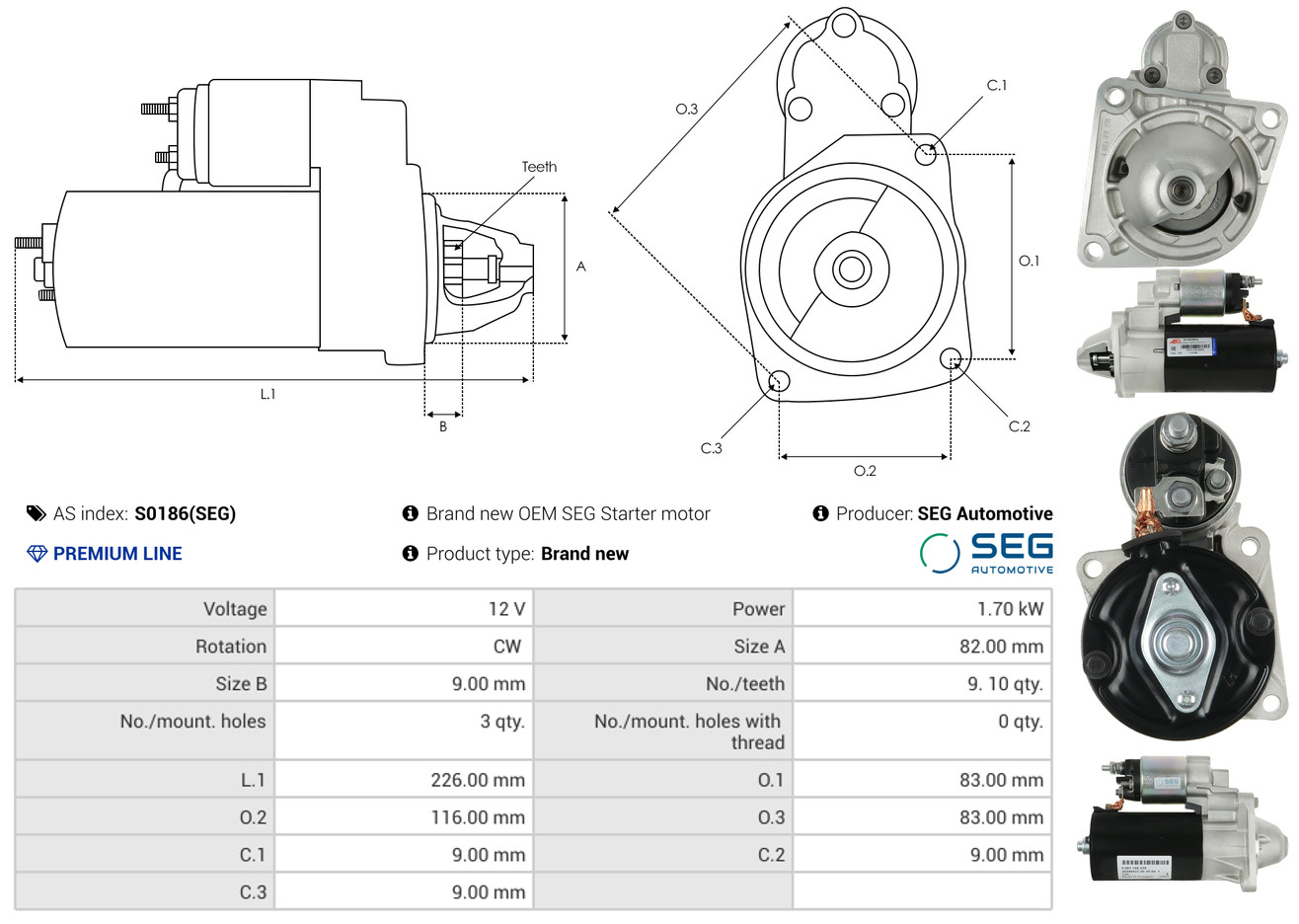 Solenoid Switch, starter - SS5003 AS-PL