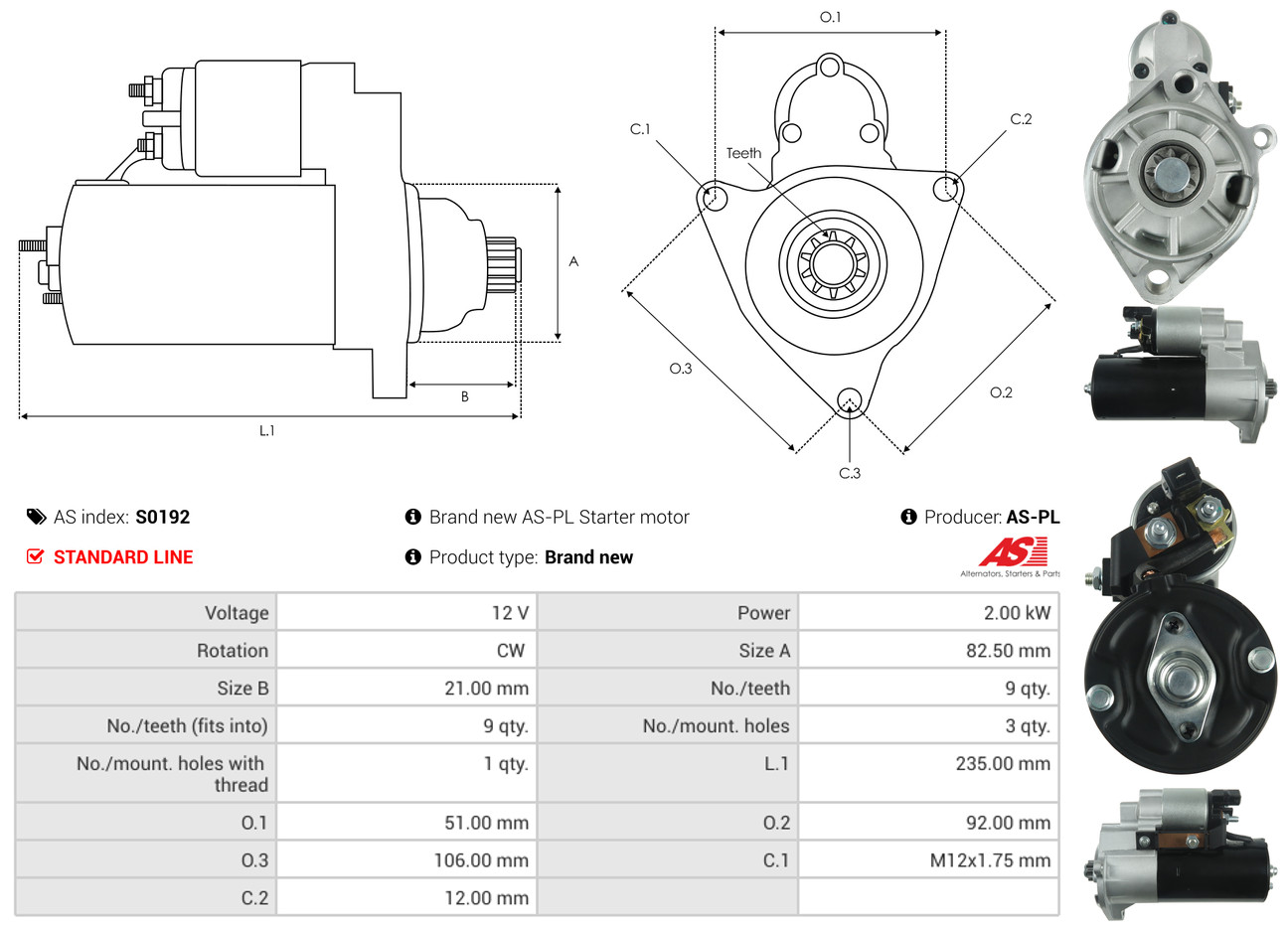 Starter - S0192 AS-PL