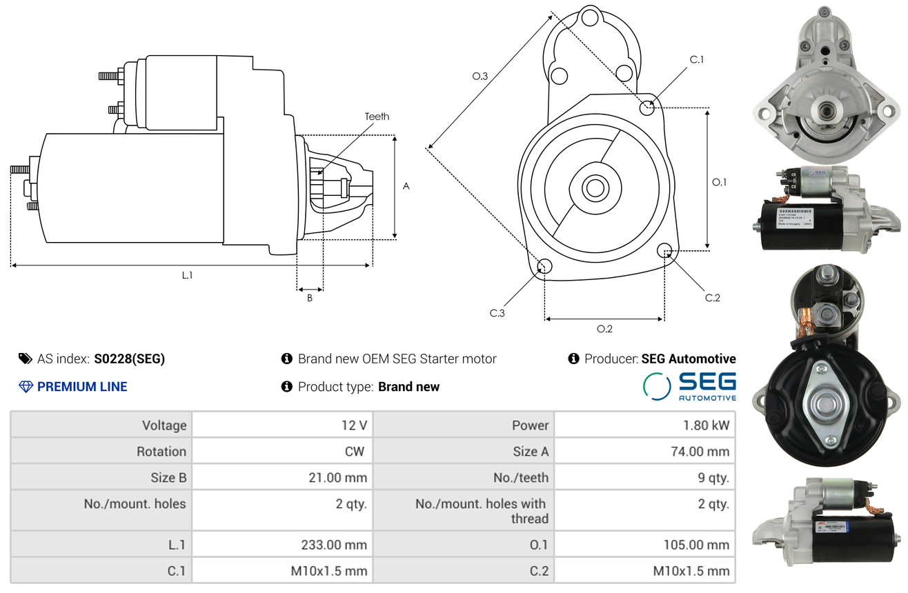 Solenoid Switch, starter - SS5017 AS-PL