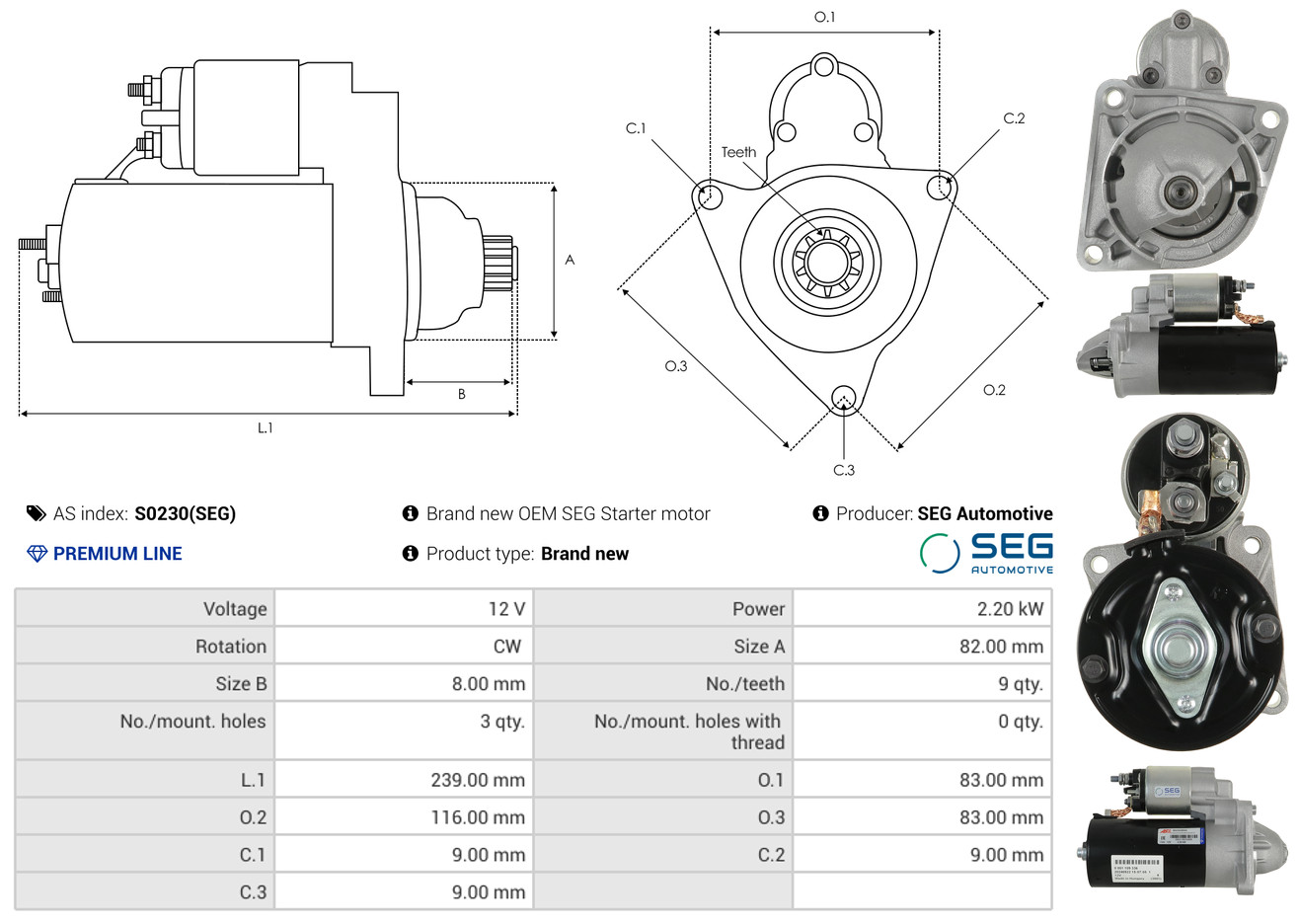 Solenoid Switch, starter - SS5014 AS-PL