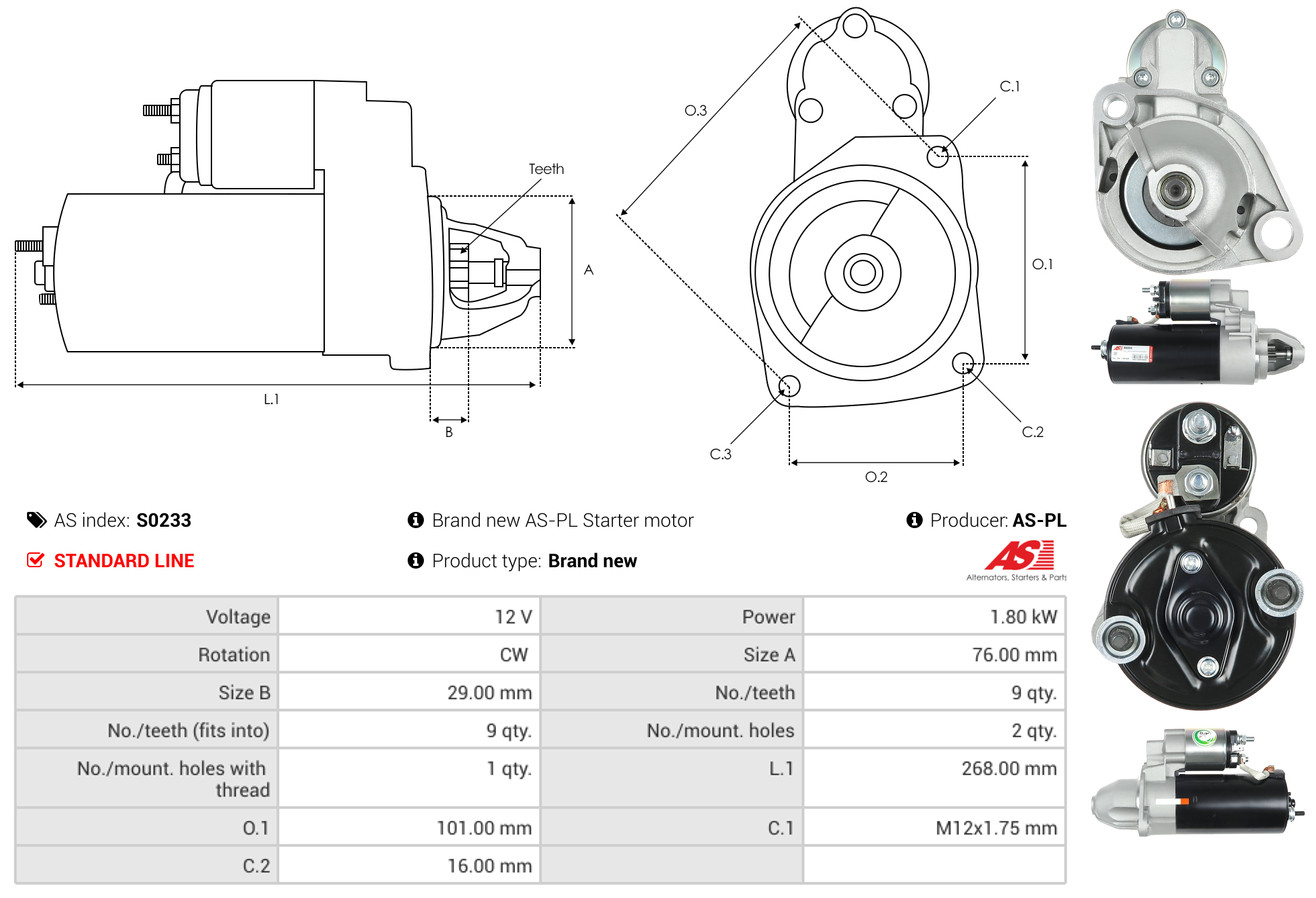 Starter - S0233 AS-PL