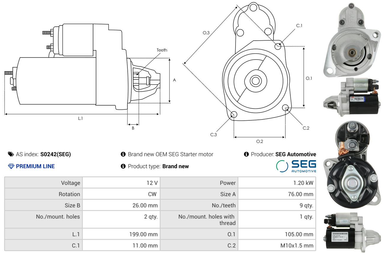 Solenoid Switch, starter - SS4012 AS-PL