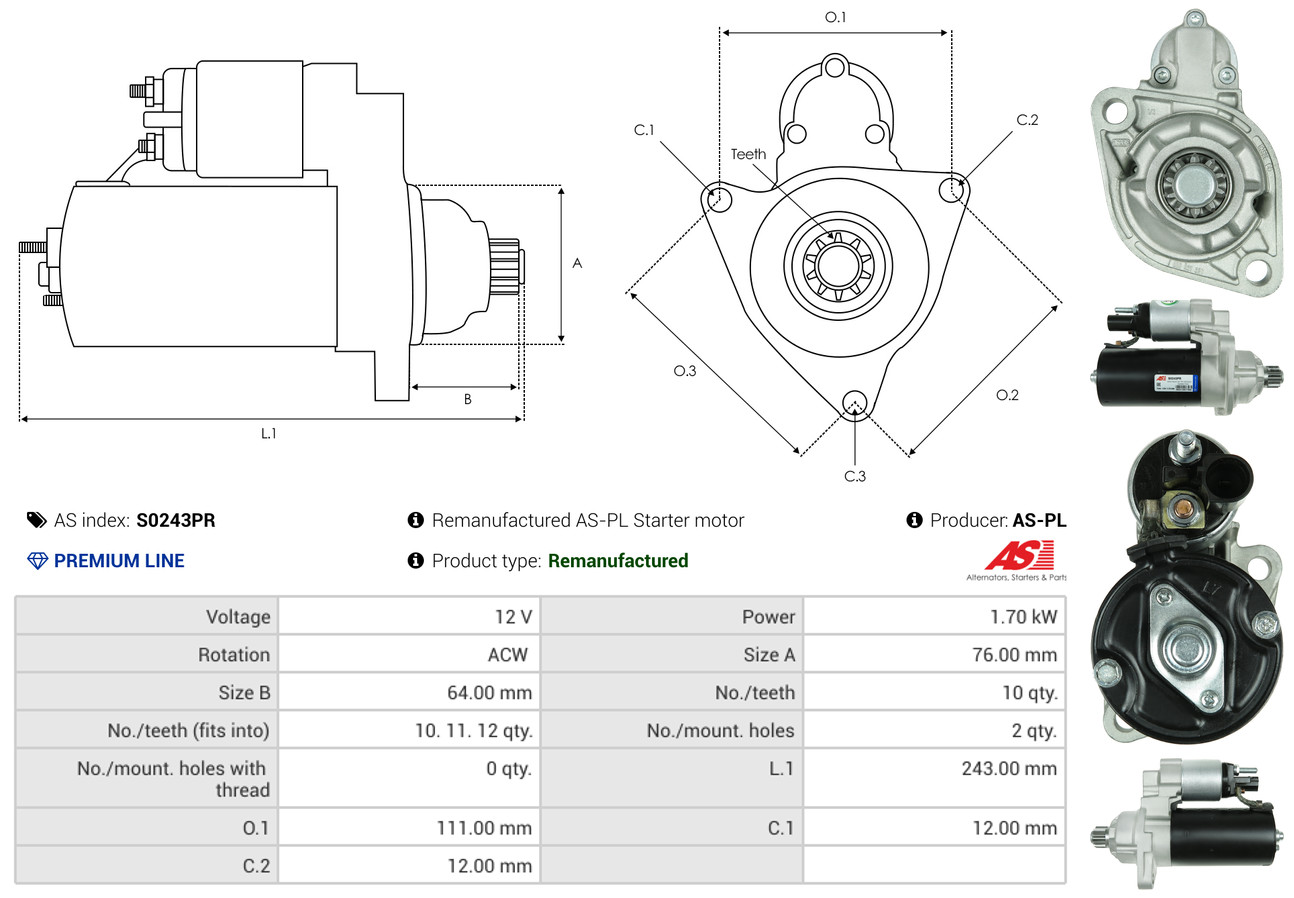 Starter - S0243PR AS-PL